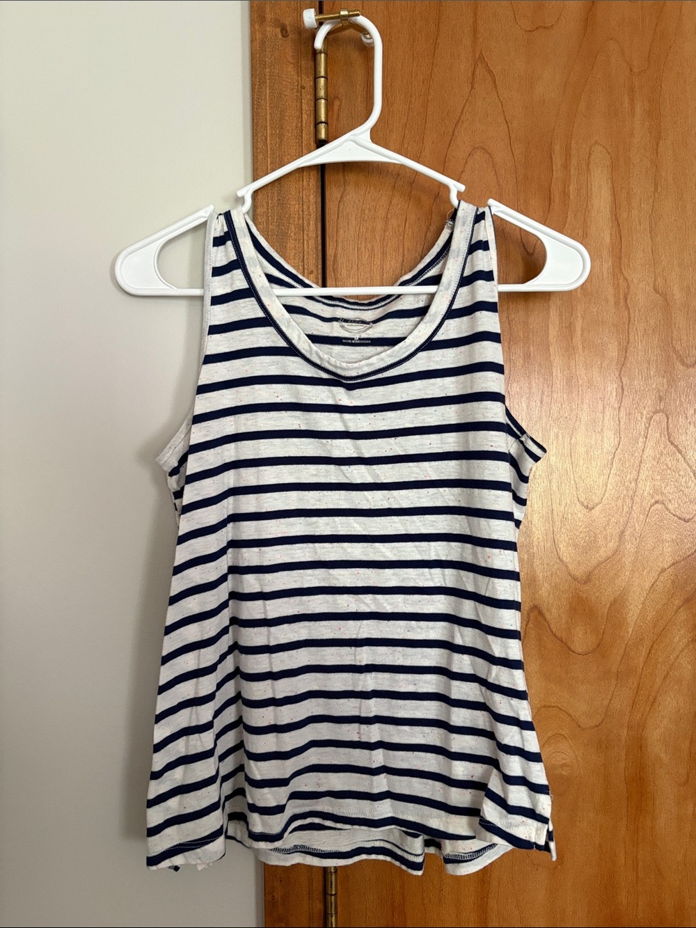 Striped Navy and White Sleeveless Tank Top - Classic Summer Layering